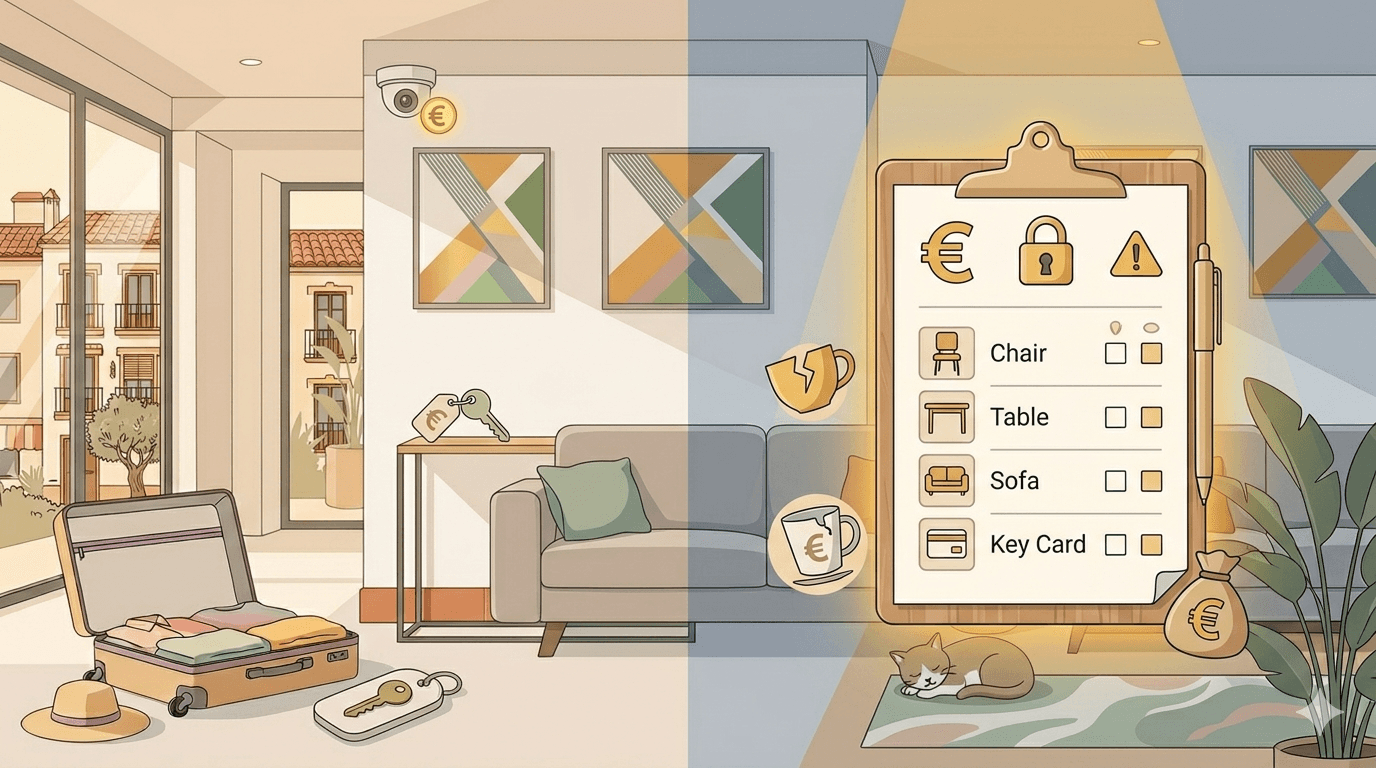 Propietario documentando el estado de una vivienda turística antes de la llegada de huéspedes