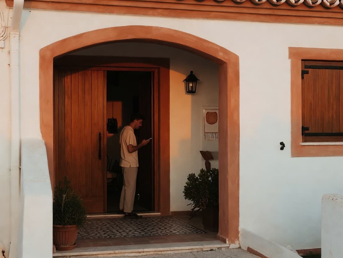 Huésped completando un formulario de check-in autoservicio en un dispositivo móvil