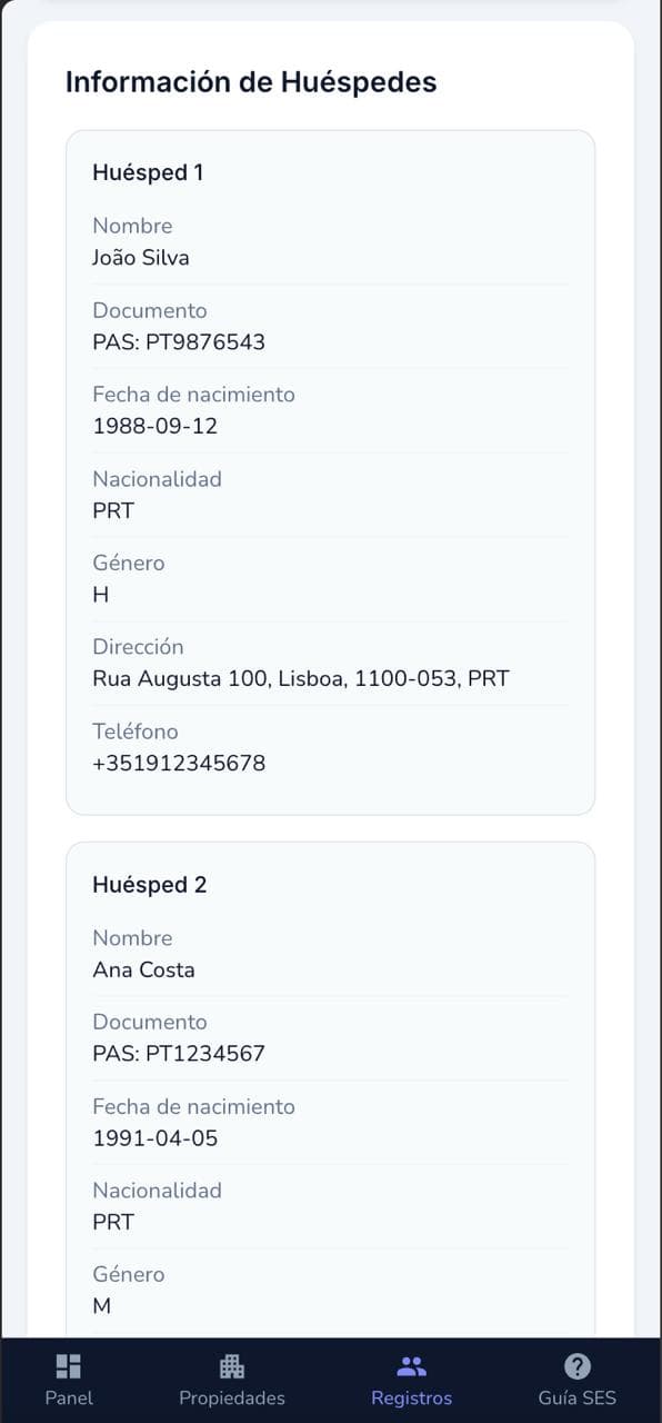 Detalle de información de huésped en el panel de Autoregistro - UI preview
