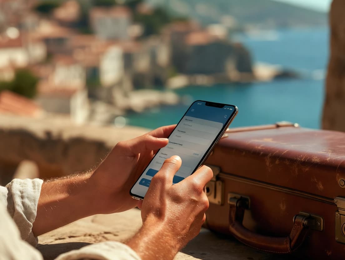 Formulario de check-in autoservicio en un dispositivo móvil